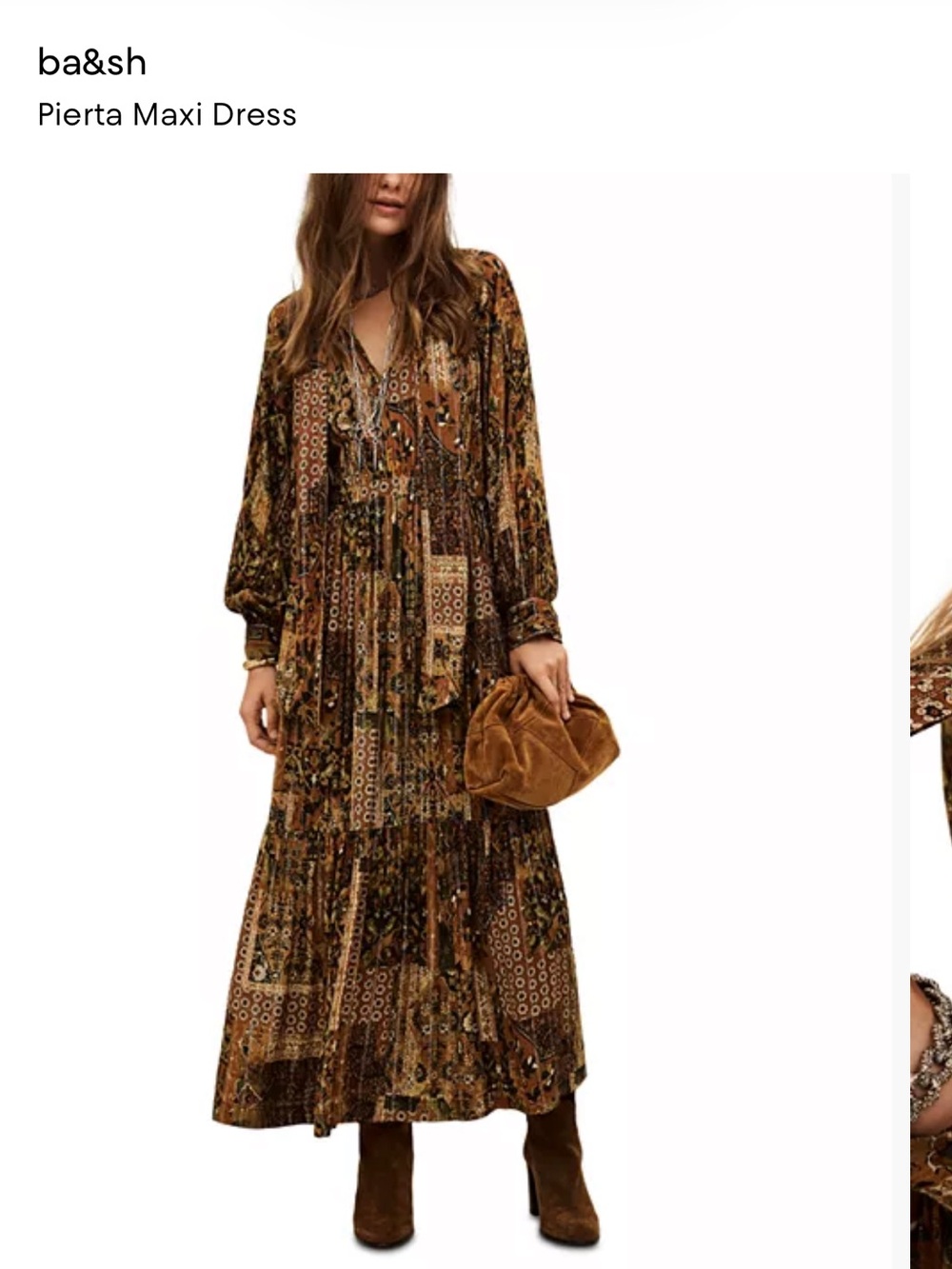 ba&sh Brown Patterned Pierta Maxi Dress